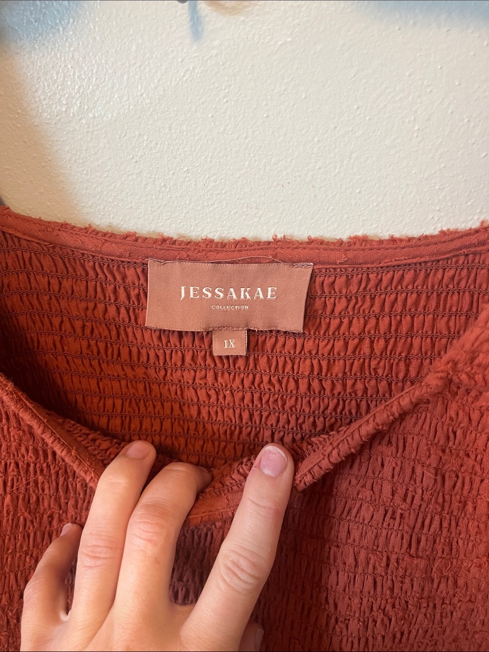 JessaKae Rust Red Smocked Square-Neck Midi Dress - Picture 2 of 6
